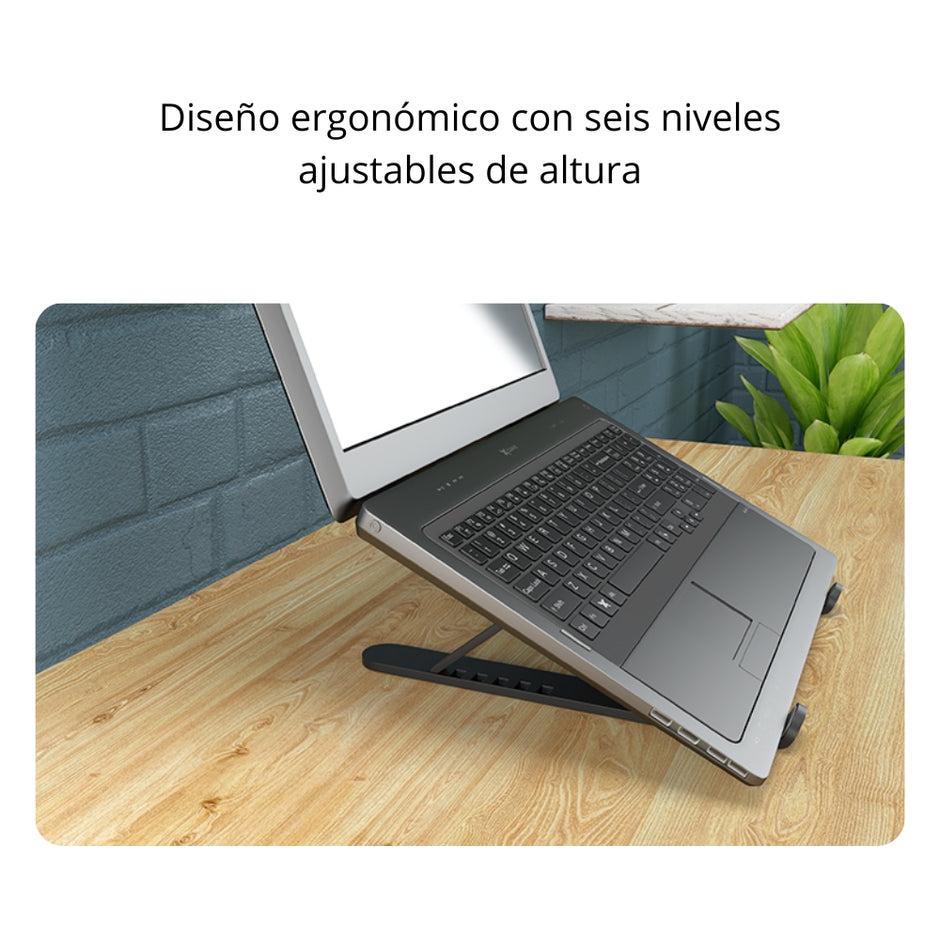 Base Portátil Ergonómica Para Laptop Xtech Xta-130 Plegable 7 Niveles