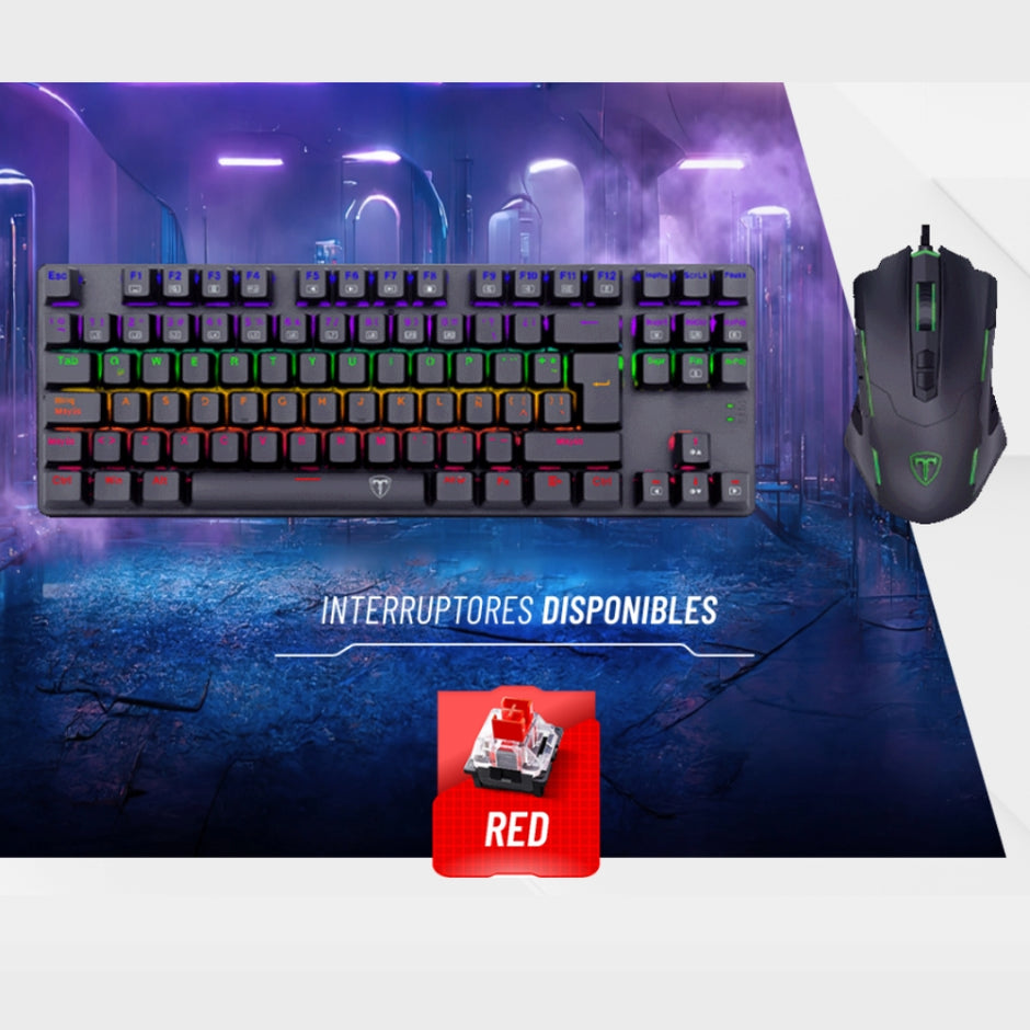 T-dagger Combo Gamer Advance Force TGS-005 LIT Teclado Mecánico Compacto + Mouse Gamer RGB