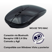 Mouse Inalámbrico Diseño Ultra Delgado, Slim Tipo Mac Negro