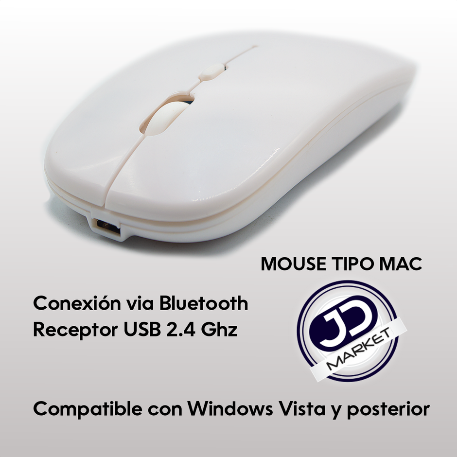 Mouse Inalámbrico Diseño Ultra Delgado, Slim Tipo Mac Blanco