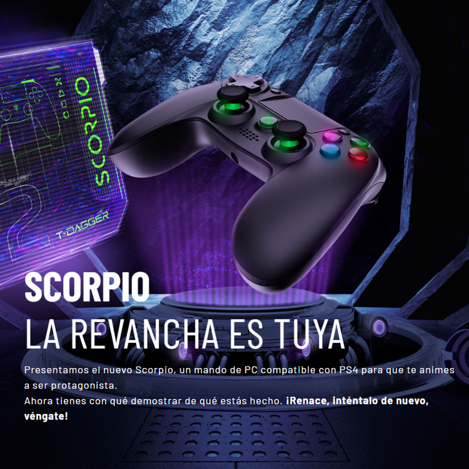 Control Gamepad Bluetooth T-Dagger Scorpio T-TGP802 para PS4 PS3 PC