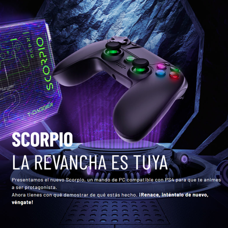 Control Gamepad Bluetooth T-Dagger Scorpio T-TGP802 para PS4 PS3 PC