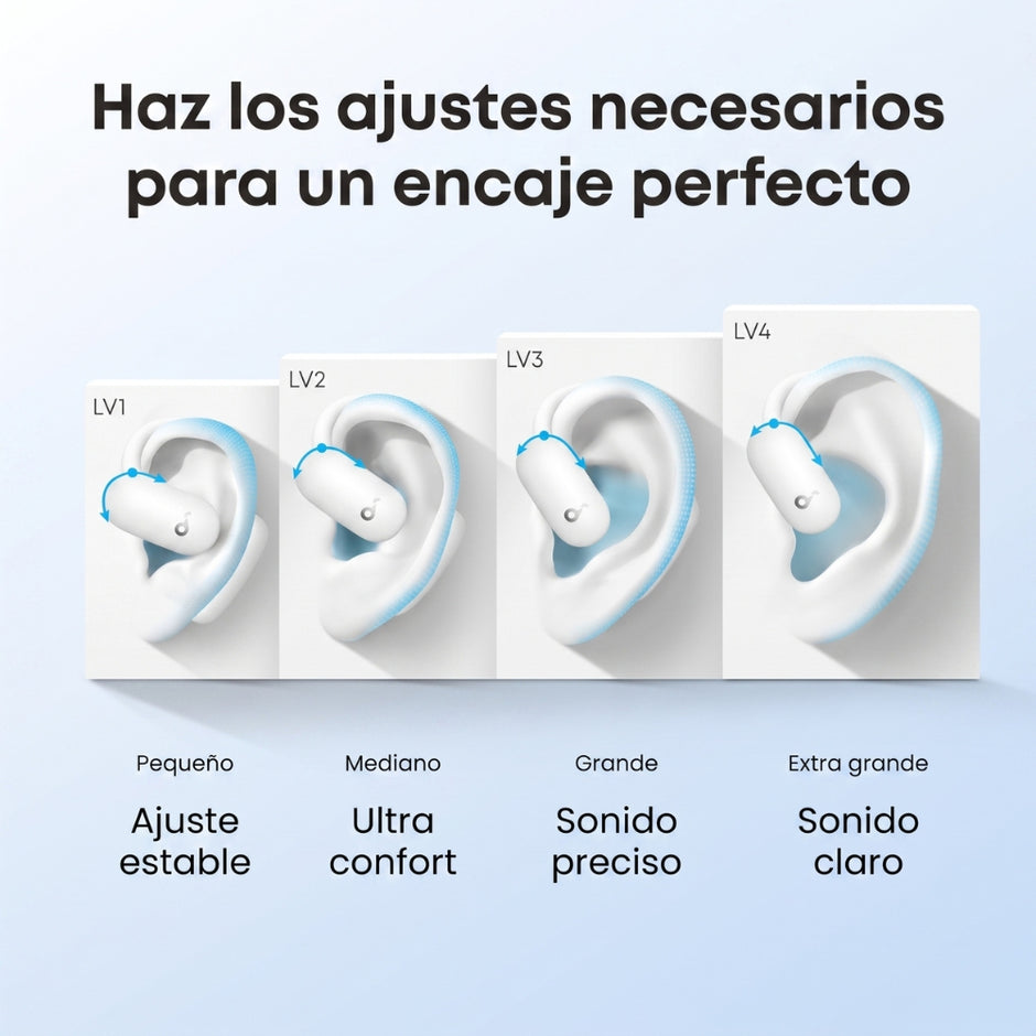 Audífonos Inalámbricos Soundcore AeroFit 2 Open-Ear Bluetooth 5.4 IP55 Hasta 42H con LDAC - Blanco