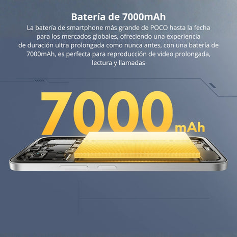 Celular Xiaomi Poco M7 Dual SIM Pantalla 6.9" 144Hz 256GB/16GB(8+8) 50MP IA NFC IP64 7000mAh/33W - Negro