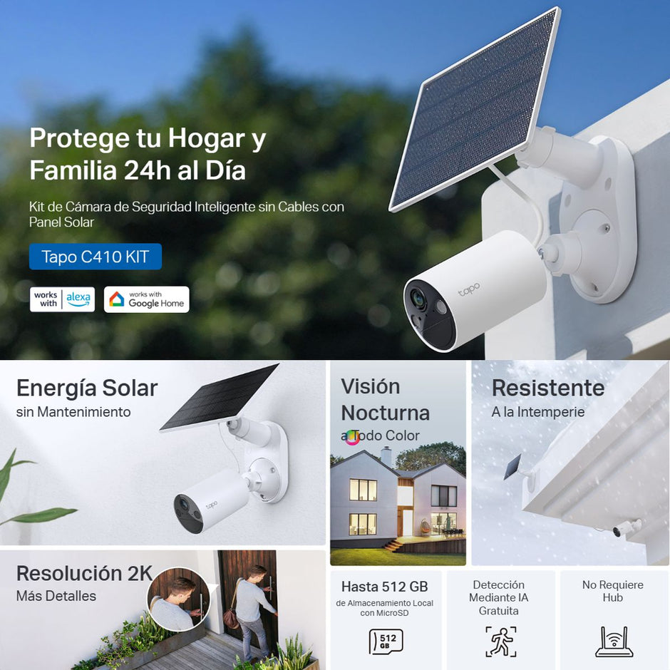 Cámara de Vigilancia Tp-Link Tapo C410 Kit Con Panel Solar, Batería Recargable y Detección IA