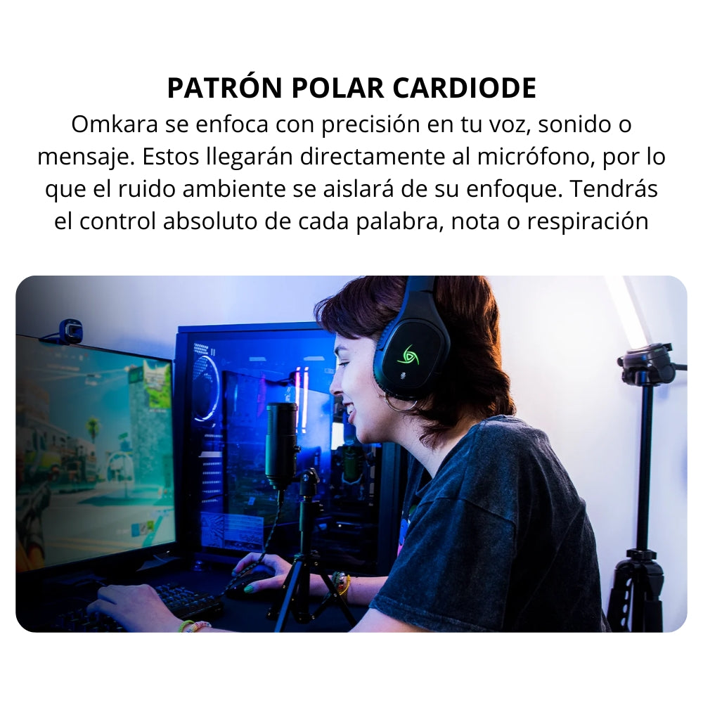 Micrófono USB VSG Omkara Mc440 Cardioide Streaming Podcast Gaming con Filtro Antipop y Trípode