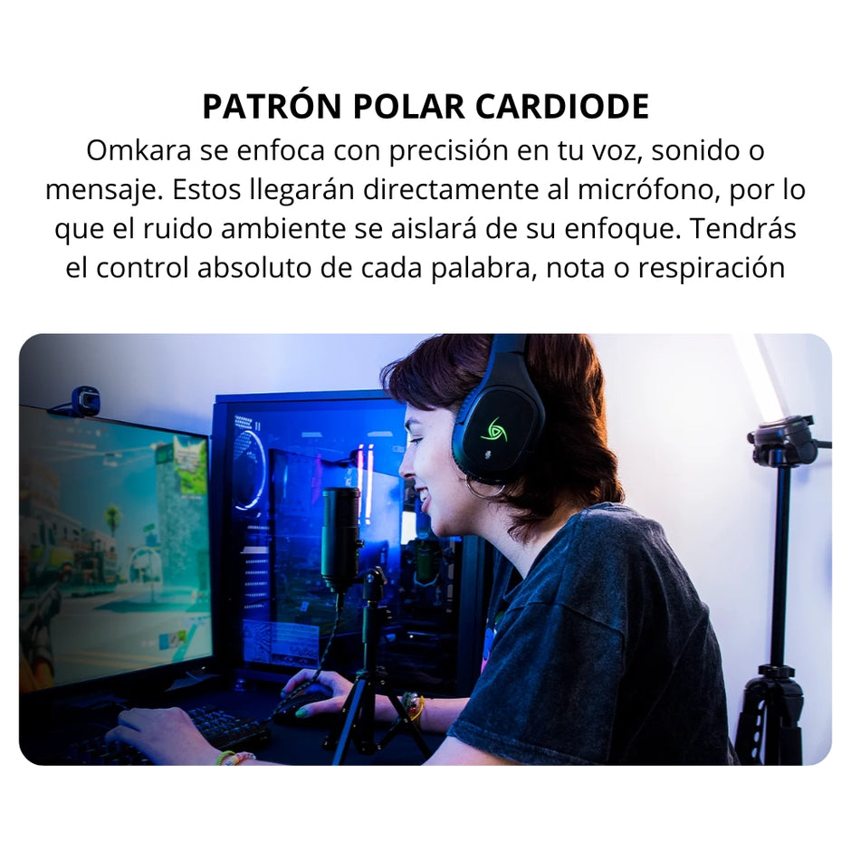 Micrófono USB VSG Omkara Mc440 Cardioide Streaming Podcast Gaming con Filtro Antipop y Trípode