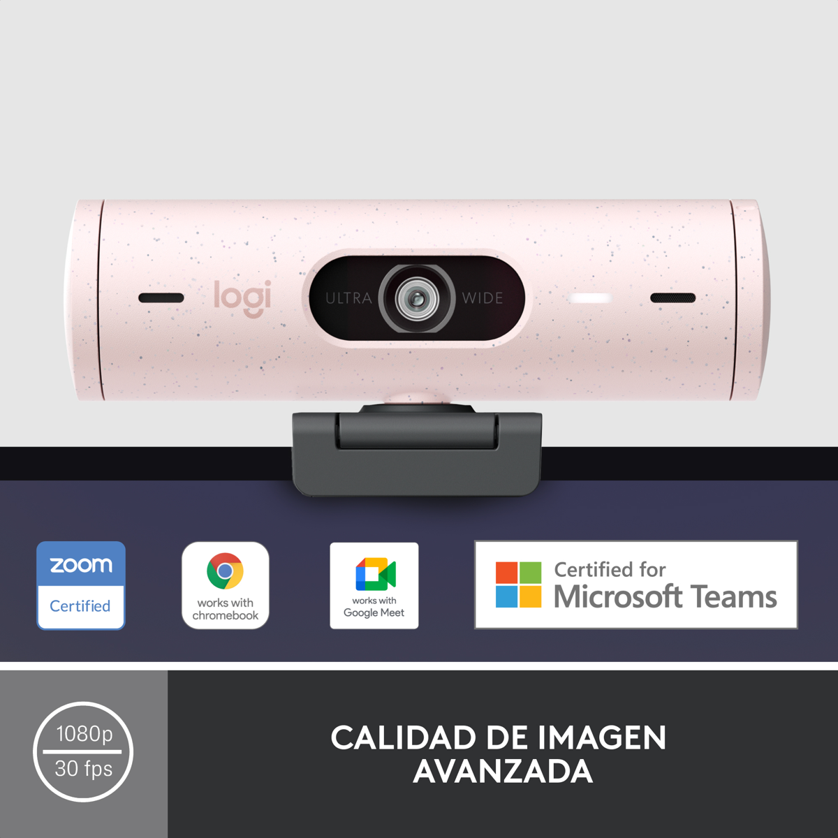 Cámara Web Full Hd Logitech Brio 500 / Rightlight 4 Con Hdr - Rosa