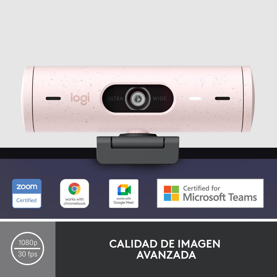 Cámara Web Full Hd Logitech Brio 500 / Rightlight 4 Con Hdr - Rosa