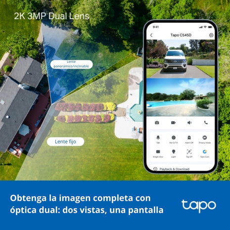 Cámara de Vigilancia Tp-Link Tapo C545D, Wi-Fi para Exterior con Doble Lente y Visión Nocturna a Color + Micro SD 256GB
