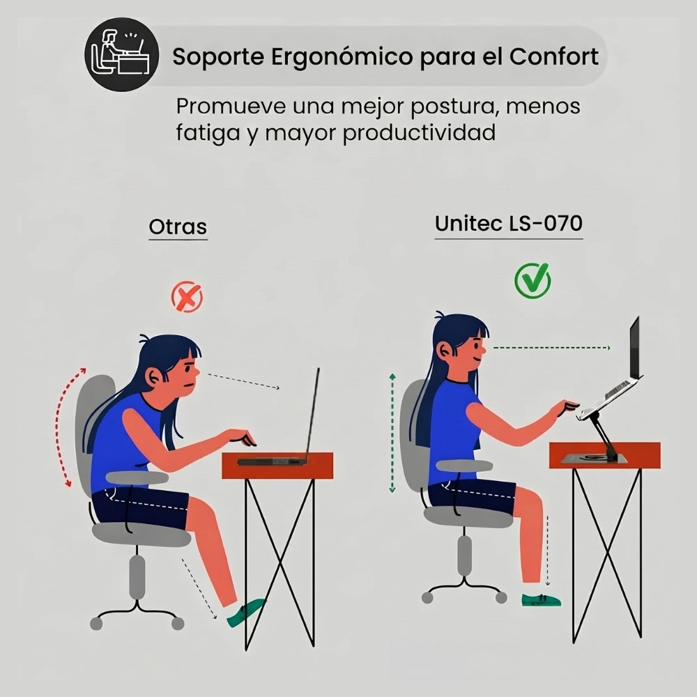 Base Portátil Plegable Metálica Unitec LS-070 Elevada con Giro 360° Superficie Antideslizante