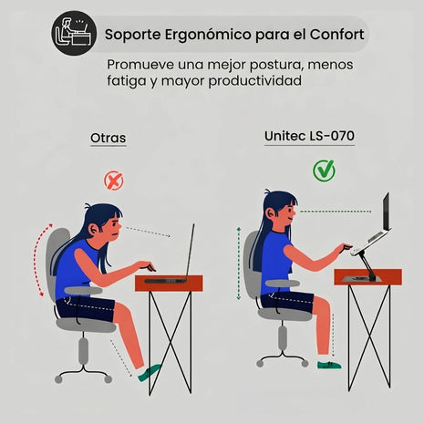 Base Portátil Plegable Metálica Unitec LS-070 Elevada con Giro 360° Superficie Antideslizante