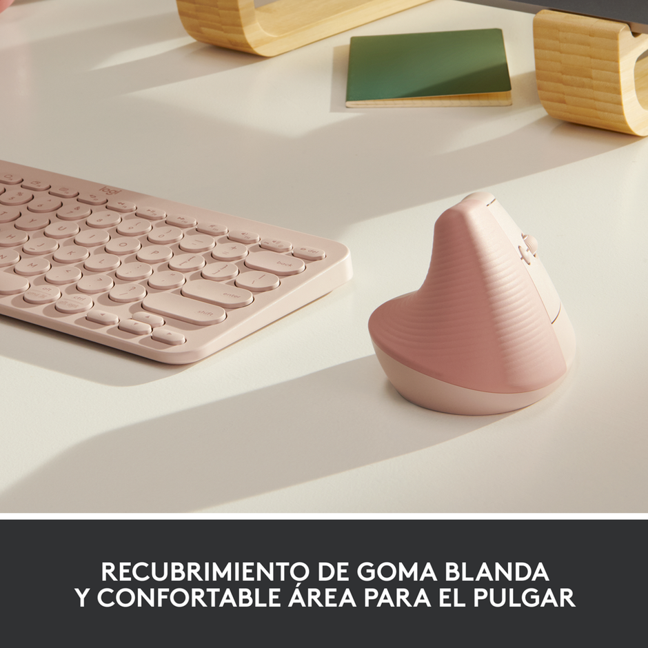 Mouse Ergonómico Vertical Logitech Lift, Inalámbrico para Manos Pequeñas y Medianas, Rosa