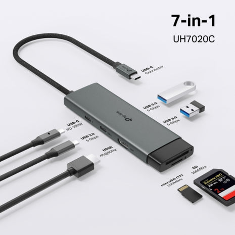 Hub USB-C 7 en 1, TP-Link UH7020C con Puerto HDMI, SD, Micro SD, USB-A, USB-C y Carga Rápida
