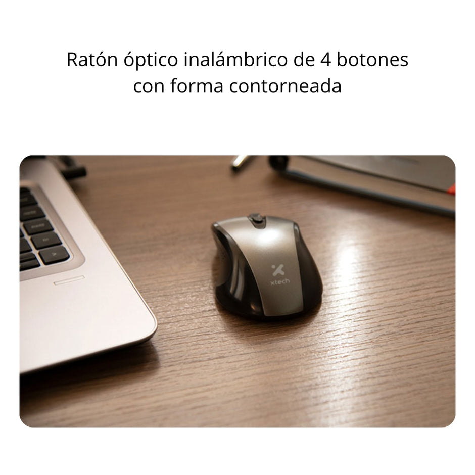 Mouse Inalambrico Xtech XTM315GY Optico 1600dpi 2.4GHz