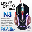 Mouse Gamer Usb 7 Botones Star Tec G6, 800/1200/1600/2400dpi N3