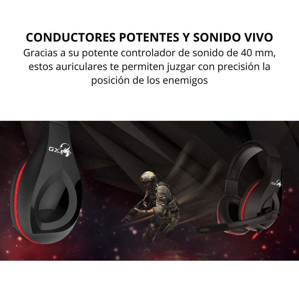 Audífonos Diadema Gamer Genius GX HS-G560 Micrófono Ajustable 3.5mm PC PS5/PS4 Xbox Switch Diseño Ligero