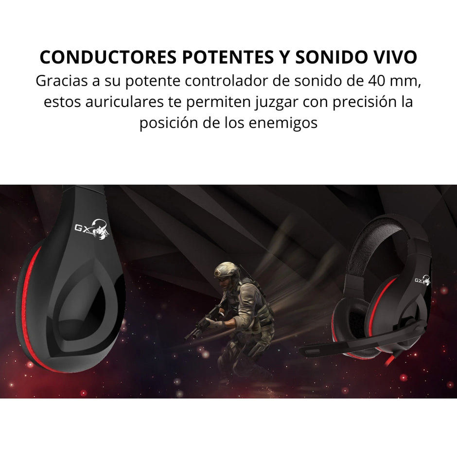 Audífonos Diadema Gamer Genius GX HS-G560 Micrófono Ajustable 3.5mm PC PS5/PS4 Xbox Switch Diseño Ligero