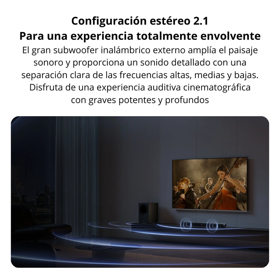 Barra de Sonido Xiaomi Soundbar Pro 2.1ch Bluetooth con Subwoofer Inalámbrico y Dolby Audio