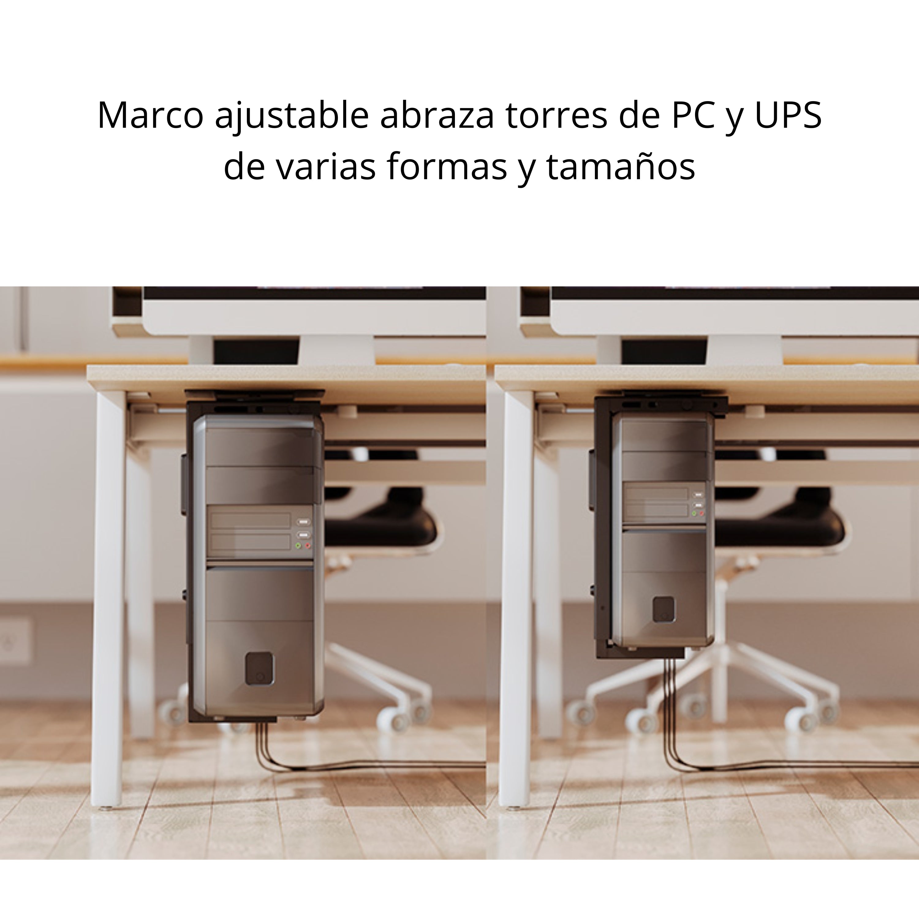 Xtech Soporte Universal XTA600 CPU/UPS Ajustable 360° Acero Alta Resistencia Bajo Escritorio/Pared