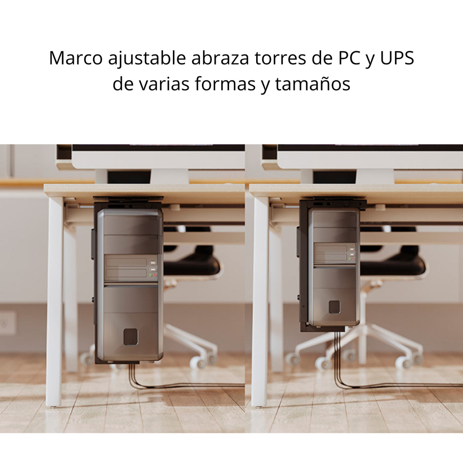 Xtech Soporte Universal XTA600 CPU/UPS Ajustable 360° Acero Alta Resistencia Bajo Escritorio/Pared