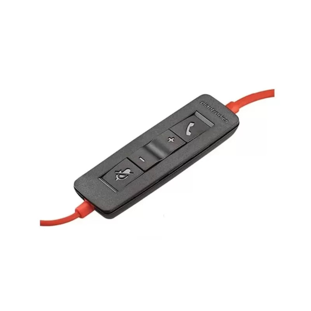 Diadema Alambrica HP Poly BW 3220 USB-C + USB-A con Microfono, Negro/Rojo