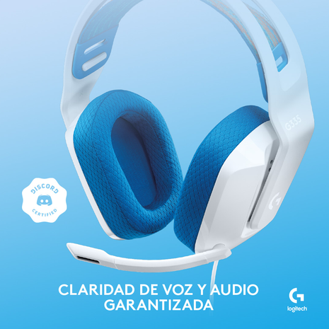 Diadema Gamer Alámbrica Logitech G335 Micrófono Flip to Mute Plug 3.5mm PC PS5 Xbox Switch - Blanco
