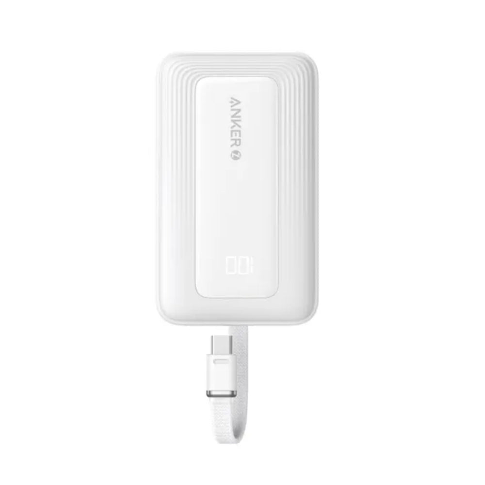 Power Bank Anker Zolo A1685 10000mAh 30W con Cable USB-C Integrado y Carga Rápida PD - Blanco