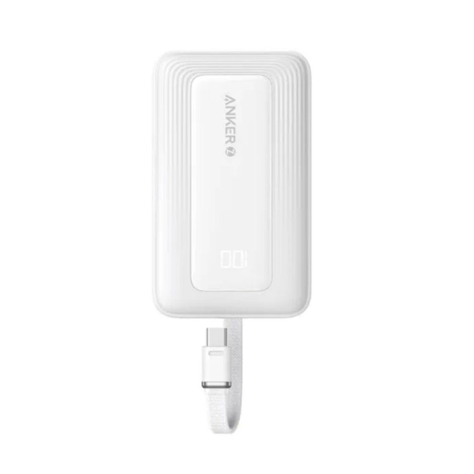Power Bank Anker Zolo A1685 10000mAh 30W con Cable USB-C Integrado y Carga Rápida PD - Blanco