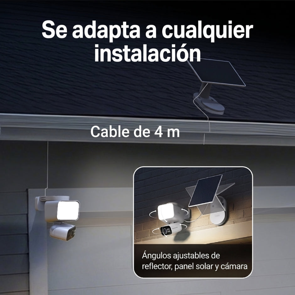 Cámara de Seguridad Wi-Fi Panel Solar TP-Link Tapo C615F KIT 2K Seguimiento IA 360 Foco 800 Lúmenes IP65