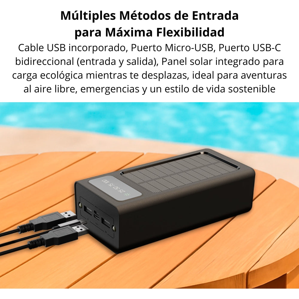 Power Bank 30.000 mAh con Panel Solar Xtech XPB-300 Multiples Puertos, Linterna