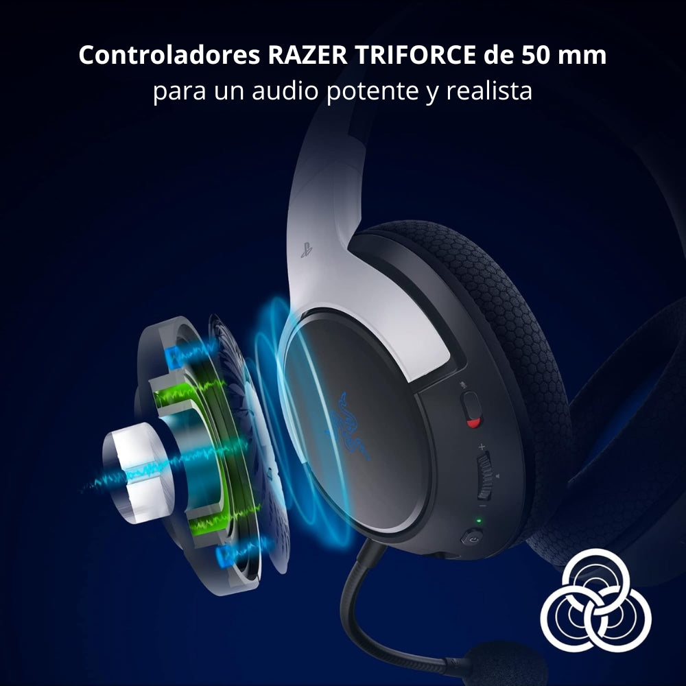 Audífonos Gamer Inalámbricos Razer Kaira HyperSpeed PS5 y PC Bluetooth y dongle 2.4GHz 30H Batería