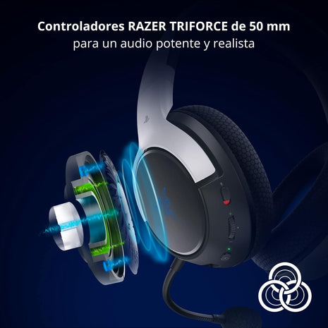 Audífonos Gamer Inalámbricos Razer Kaira HyperSpeed PS5 y PC Bluetooth y dongle 2.4GHz 30H Batería