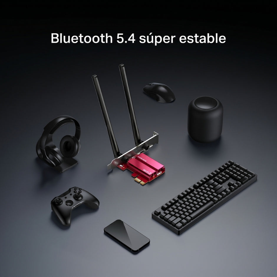 Adaptador de Red PCIe Mercusys MA37BE BE6500 WiFi 7, 6GHz + 5GHz a 2882Mbps y Bluetooth 5.4