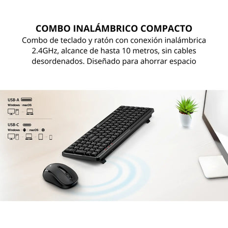 Combo Teclado y Mouse Inalámbrico Genius Luxemate Q8100 Negro con Diseño Slim y Conexión USB Negro