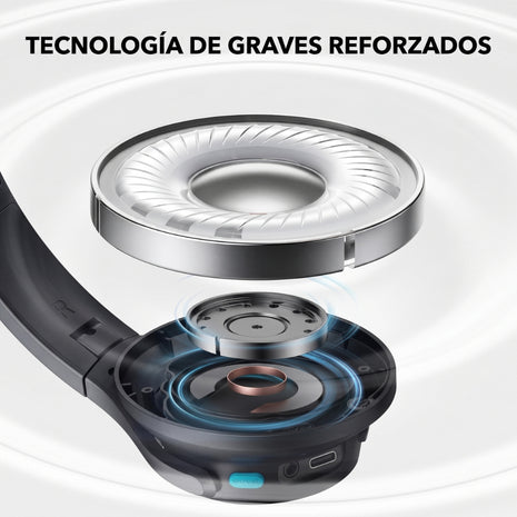Diadema Inalámbrica Soundcore Q11i Bluetooth 5.3 Hi-Res Audio BassUp Hasta 60H de Batería Negro