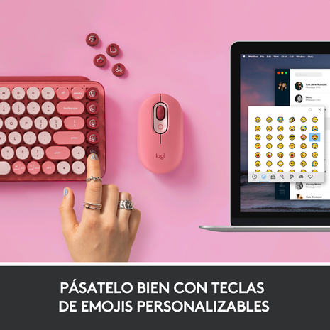 Teclado Mecánico Inalámbrico Bluetooth Logitech POP Keys con Teclas de Emojis - Heartbreaker