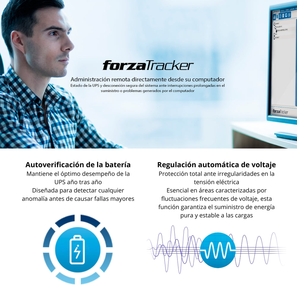 UPS Interactiva Forza NT-2401PRO 2400VA 1200W con 10 Tomas, Regulador AVR y Puerto RJ45