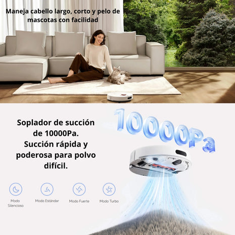 Aspiradora Robot Xiaomi H40 10000Pa Trapeado Anti-Enredos Base Autovaciado 4L Mapeo LDS 5200mAh/180min*