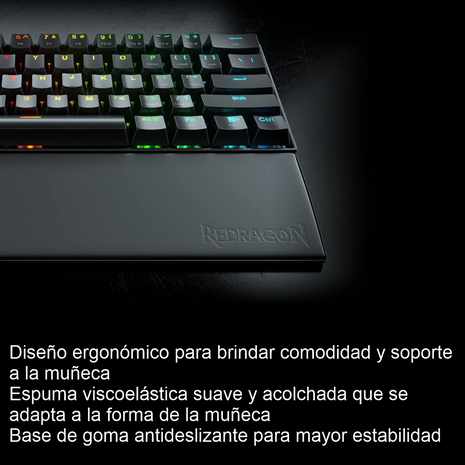Reposamuñecas Gamer Redragon Meteor PO37 L Ergonómico Memory Foam Antideslizante 43.5 X 7.3 X2.0 CM