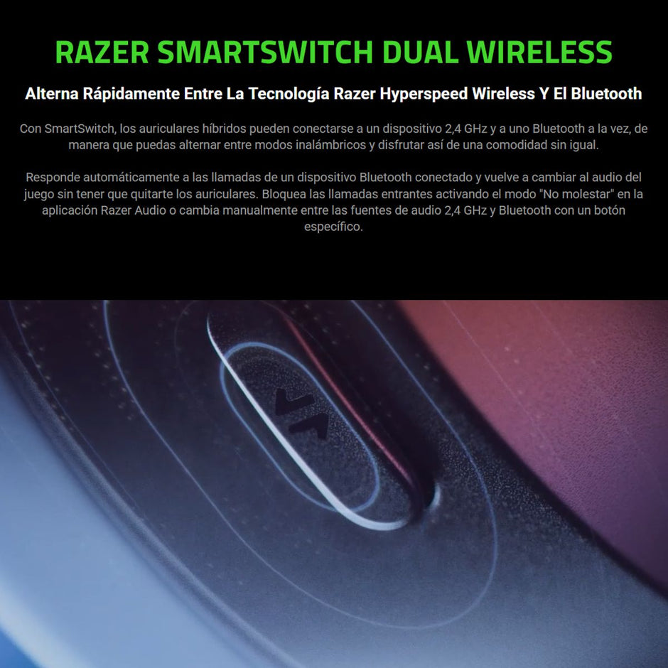 Razer Audífonos Barracuda Bluetooth, 2.4Ghz Tipo C, 3.5mm THX 50mm PC PS5 Switch Batería 40h