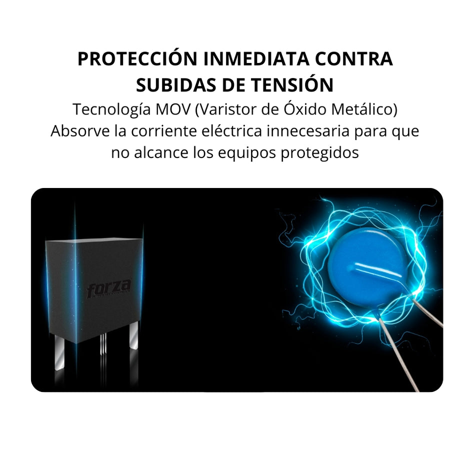 Regulador de Voltaje Forza FVR-3601 3600VA 1800W AVR con Pantalla LCD y 4 Tomas NEMA 5-15R