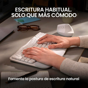 Combo Ergonómico Teclado Logitech Wave Keys + Mouse Ergonómico Vertical Logitech Lift, Blanco