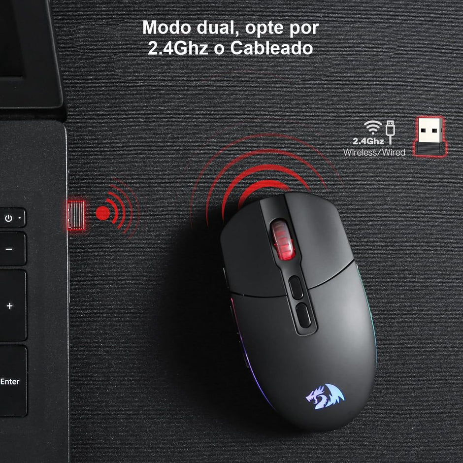 Mouse Gamer Redragon M719-rgb Invader, 10.000dpi, 8 Botones