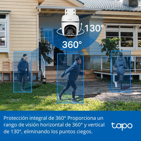 Cámara IP WiFi TP-Link Tapo TC41 Robótica 360° para Exteriores con Vista 2K y Detección IA