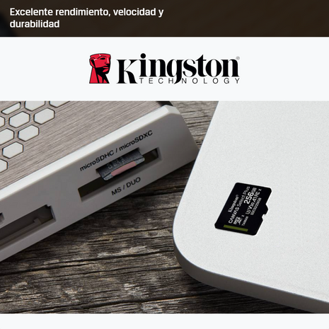 Memoria Micro SD Kingston 256GB Canvas Select Plus 150MB/s A1 C10 U1 V10 Android + Adaptador SD
