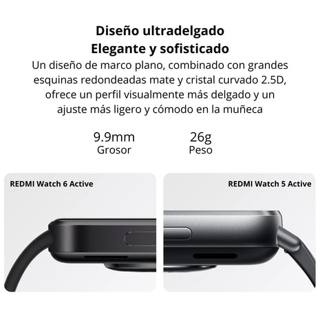 Smartwatch Xiaomi Redmi Watch 6 Active Pantalla AMOLED 1.85” Llamadas Bluetooth 140 Sports IP68 - Plata