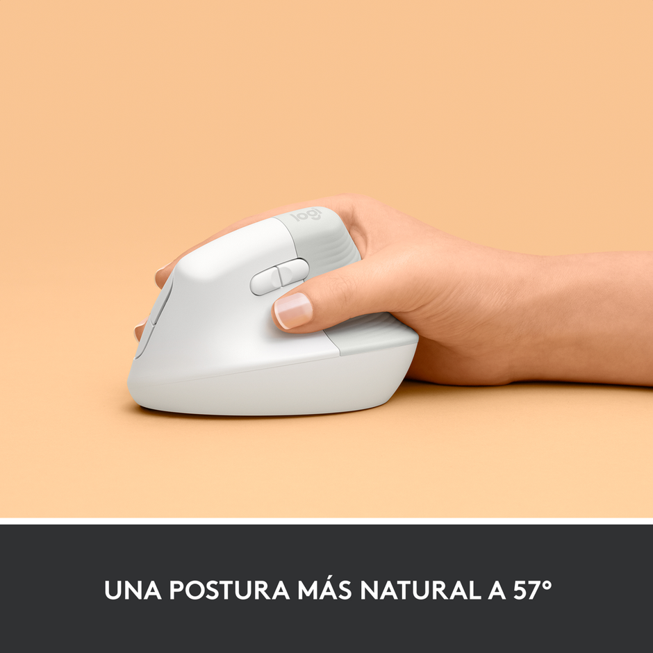 Mouse Ergonómico Vertical Logitech Lift, Inalámbrico para Manos Pequeñas y Medianas, Blanco