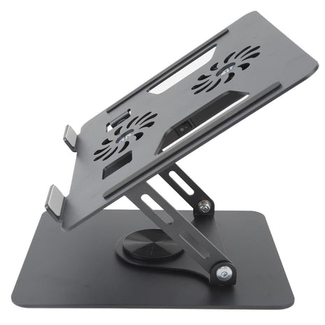 Base Portátil Plegable Metálica con 2 Ventiladores Gira 360° para Laptop hasta 17.3" - Negro