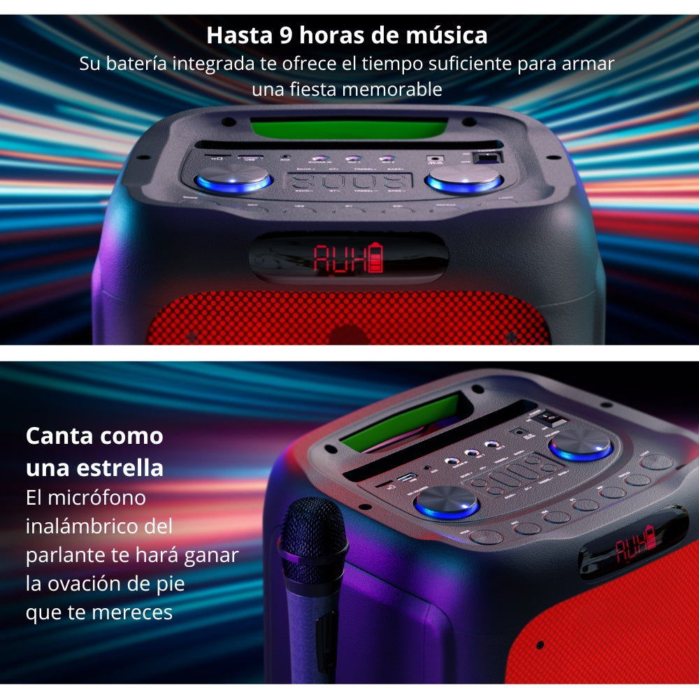 Parlante Klip Xtreme BoomFire Pro KLS-662 Bluetooth 3000W con Ruedas y Micrófono Inalámbrico